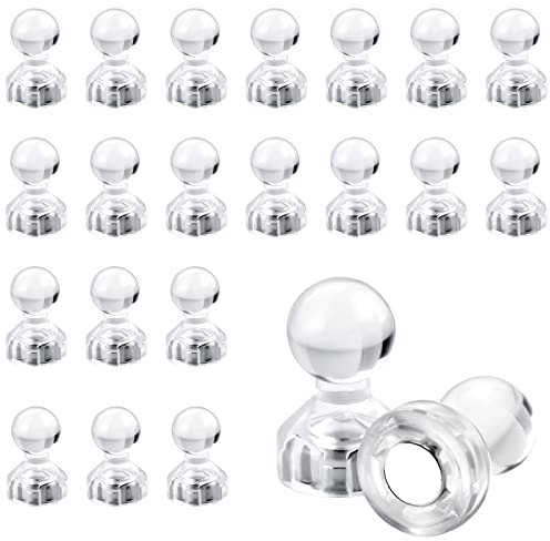 50 Pcs Push Pin Magnets, Clear Pushpin Magnets, Map Magnets with a Transparent Box, Whiteboard Magnet, Magnetic Pins for Classroom Fridge Calendars Bulletin Board (Clear)