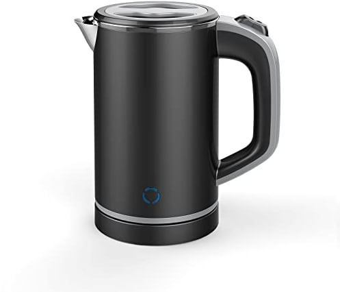 HotTopStar Electric Kettles 600W, 0.8L Stainless Steel Kettle, Portable Mini Electric Kettle, Compact Travel Electric Kettles, Auto Shut-Off & Boil-Dry Protection, Ideal for Home, Office, Hotel-Black