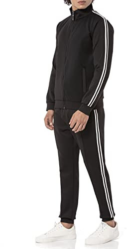 Redbridge Premium Trainingsanzug Sportlicher Zweiteiler mit Streifen für Fitness und Freizeit Schwarz XXL