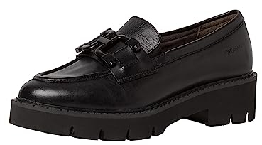 Tamaris Comfort Damen Loafer mit Plateau aus Wildleder Business Slippers Comfort Fit, Schwarz (Black Nappa), 38 EU