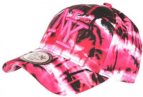 Hip Hop Honour Casquette NY Rose et Blanche Palmier Tropical Sunrise Baseball - Taille Unique - Rose
