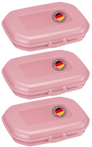 Westmark 3 Brotdosen/Snackboxen -Mini- 300 ml, mit Klick-Verschluss, Höhe: je ca. 3,7 cm, Kunststoff, Rosa, 235122EP