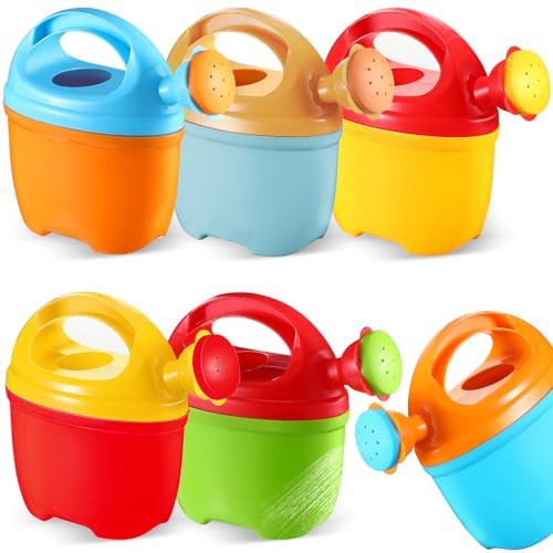 Lenwen 6 Packs Plastic Watering Can for Kids Garden Equipment Toy,6 Colors