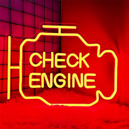 yuwqqoajv Insegne al Neon Check Engine Insegna al Neon Check Engine Insegne al Neon LED Personalizzate per la Decorazione della Parete, Giallo
