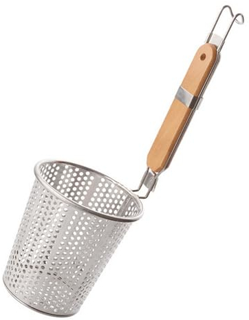 ASIAD Spider Network Setaccio Noodle Aperto, Cesto di Fatto in Mesh Wok Noodles Tortellini Pasta Filtro Metallo Gnocchi Fracer Sottili Legno,12.5cm