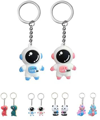 PAEHUIMT Schlüsselanhänger Kinder, 2 Stück, Kleine Pärchen Geschenke, Mini Geburtstagsgeschenk für Jungen Mädchen Damen Freund (Astronaut)