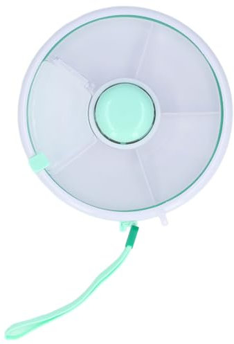 Kinder-Spin-Snackbehälter mit Handschlaufe, Tragbarer, Wiederverwendbarer Snackbehälter mit 5-Fach-Spender und Deckel, Auslaufsichere Drehbare Snackbox, Snack-Drehbehälter (GREEN)