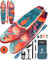 H2OSUP Stand Up Paddling Board Aufblasbar - Extra Breites Paddleboard mit Premium SUP Zubehör, Stabile Aufblasbare Stand Up Paddle Boards für Aller Niveaus (Rot)