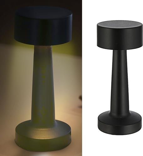 Cepewa Tischleuchte mit Touchfunktion | Nachttischlampe aufladbar mit USB Kabel | Helligkeit regulierbar | Farbwechsel | warmweiß | inkl. Ladekabel (1 x Tischleuchte Lucinella schwarz)
