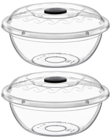 Best House | Clear Round Basin Bowl with Lids | 15 Litres | 2 Pcs | Transparent | Salad Bowls | Plastic Food Storage Container With Lids (Pack of 2)