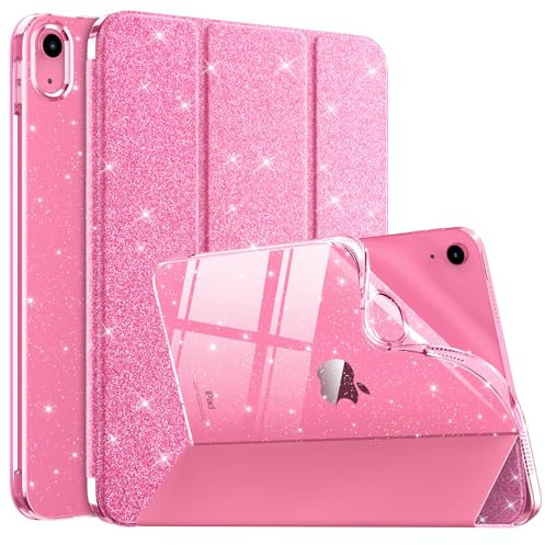 MoKo Funda iPad (A16) 11.ª Generación 11 Pulgadas 2025/10ª Gen 10,9 2022, Funda Brillante, Cascara Delgada Trasera de TPU Transparente Brillante, Compatible con Touch ID, Purpurina Rosa
