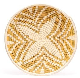 Bandeja Decorativa Bereber, Diseño Floral Blanco, Tejida a Mano, Aprox.: 45 cm