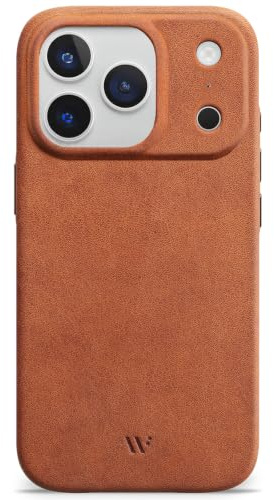 WIIUKA Hülle für iPhone 17 Pro Max, Leder aus Deutschland, Lederhülle extra Dünn, Premium Handyhülle, Case, Qi, skiin More, Vintage Cognac
