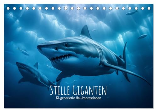 Stille Giganten - KI-generierte Hai-Impressionen (Tischkalender 2026 DIN A5 quer), CALVENDO Monatskalender: Haie - Jeden Monat ein Highlight. (CALVENDO Tiere)