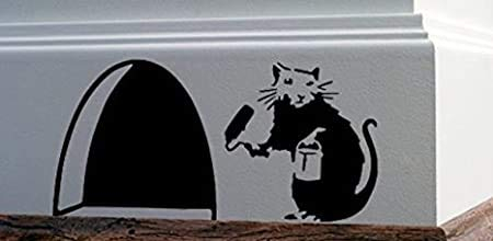 uksellingsuppliers Wandaufkleber, Mauseloch mit Maus und Farbeimer
