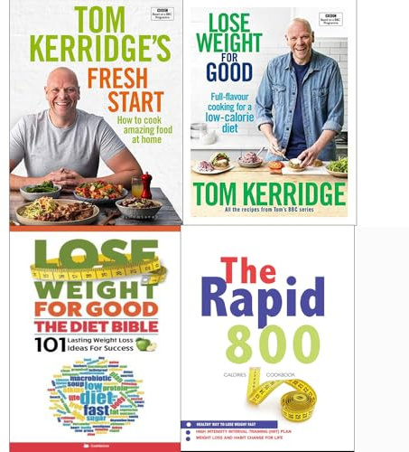 Tom kerridge fresh start [hardcover], lose weight for good [hardcover], diet bible, the rapid 800 cookbook 4 books collection set