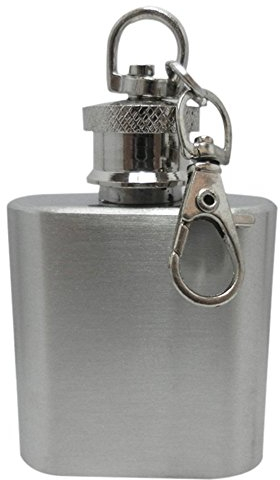 Gemini_mall® 1oz Stainless Steel Hip Flask on Key Ring