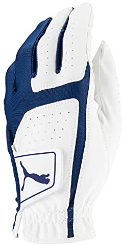 PUMA Golf Flexlite Herren Golfhandschuh (Hellweiß-Monaco-Blau, Größe M/L, Linke Hand)