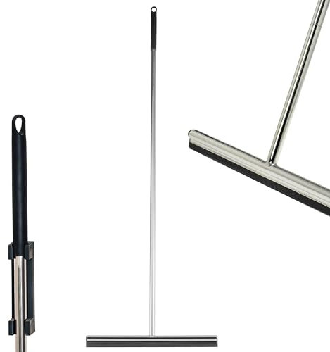 bremermann Bodenabzieher, Fensterabzieher mit Wandhalter, aus Edelstahl und Silikon (Chrom)