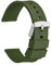 WOCCI 24mm Bracelet de Montre Silicone avec Boucle Argentée pour Femme et Homme (Vert Armée)