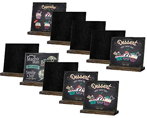 Cratone 10 Stück Mini Holz Tafel Set Kreidetafel Memotafel mit Stand-Füße als Tischkarte Platzkarte Namen Preis Schild für Landhaus Buffet Party Deko Vintage Hochzeit Tischdeko (Schwarz)
