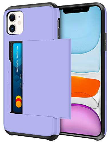 Coolden iPhone 11 Case Wallet Case Cover Protective Case Heavy Duty Hard Back Soft Bumper Phone Case Card Holder Slot Wallet Case for iPhone 11 (Light Purple)