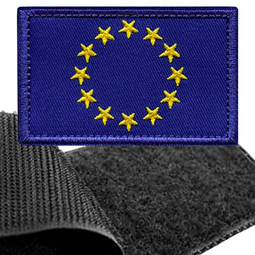Aufnäher Europäische Union – 8 x 5 cm – Militärflagge EU Jungen und Mädchen, Flagge Frankreich, Motiv Haken und Schnalle, bestickt für Kleidung, Land