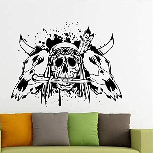 Skull Halloween Horn Sticker Punk Death Sticker Devil Poster Name Car Window Art Wall Decal Mural Decoration Mural 61 * 80Cm
