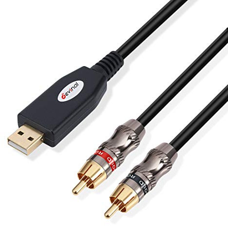 Devinal 10ft USB to RCA Audio Cable, USB 2.0 to 2 Phono Connector, PC to Speaker, etc.