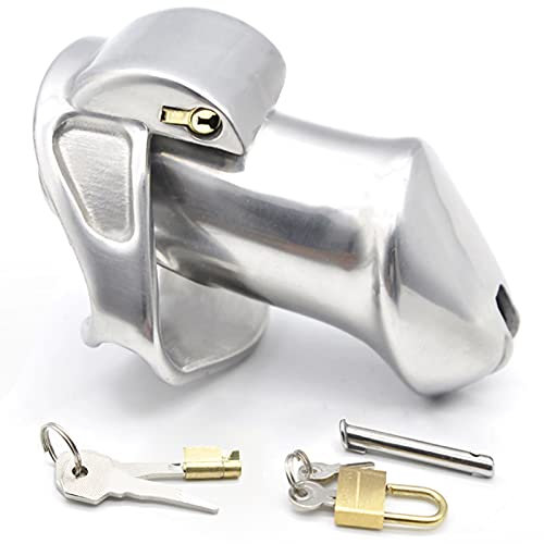 ZWBHSH 2021 Keuschheitskäfig Herren Edelstahl 3D Peniskäfig Cock Cage Chastity Cage Male mit Arc Ringe Penisring 3 Größen BDSM Bondage Keuschheitsgürtel Extrem Sexspielzeug für Männer,50mm