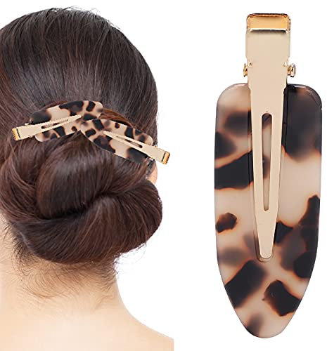 Pince à Cheveux sans Pli, Pinces à Cheveux sans Pli Bec de Canard, Pinces à Cheveux sans Pli, Pince à Cheveux Frange, Barrettes à Cheveux sans Dent, Style Pinces à Bec de Canard(Léopard)