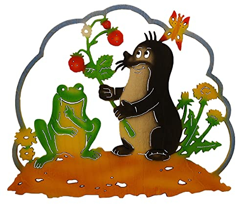 exclusiv-holzkunst Fensterbild Maulwurf Buddelflink - farbig