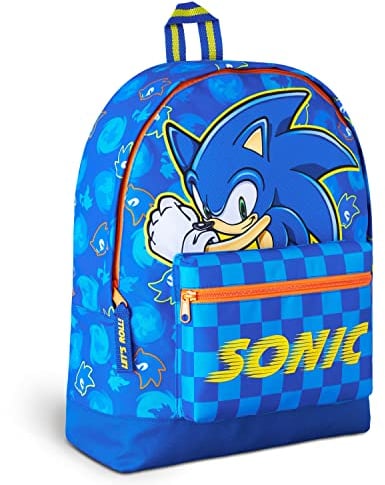 Sonic The Hedgehog Rucksack Kinder, Schulrucksack Jungen Mädchen Backpack Unisex Kinderrucksack Schulrucksack Schultasche Offiziell Fanartikel (Blau)