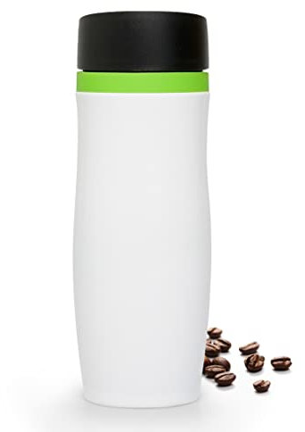 #teamludorf CREMA EXTENSA Schwarz Weiß Titan Edelstahl Thermobecher Isolierbecher (Weiß-Grün)