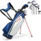 GYMAX Golf Club Set, Complete Right Handed Golf Clubs Set with 460cc Alloy Driver, 3# Fairway Wood, 4# Hybrid, 6#, 7#, 8#, 9# & P# Irons, Free Putter and Stand Bag, Adult Golf Package Sets (Blue)