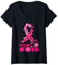 Femme Ruban Rose Cancer du Sein Octobre Rose T-Shirt avec Col en V