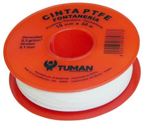 TUMAN 250 Rollen Teflonband für Sanitär, 19 mm x 0,1 mm x 50 m, 0,3 g, PTFE, zum Abdichten von Gewinde, Rohren.