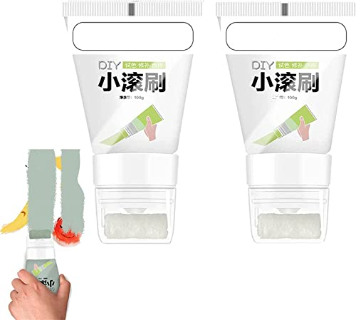 2 Pcs Small Rolling Brush Wall Latex Paint, Wall Paint Repair Wall Paste, Eco-Friendly Graffiti Paint,for DIY Repair Renovation Removel Wall Advertisements Dirty Shoe Prints (White)