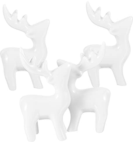 COHEALI 4 Stück Hirschverzierung Figuren Von Waldtieren Rentierfiguren Aus Porzellan Hirsch Tierfiguren Stehende Hirschfiguren Rentierfiguren Porzellan Skulptur Weißes Porzellan Haushalt