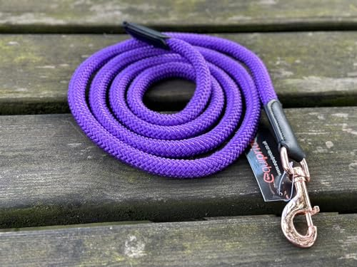 Luxus Führstrick für Halfter mit Leder 18mm stark (lila/roségold)