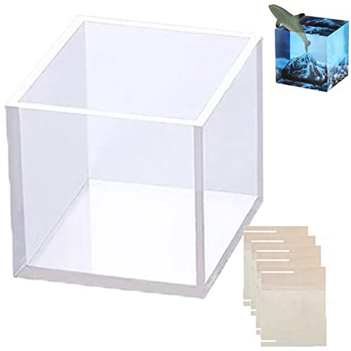 ihreesy Resin Gießharz Silikon Formen, Quadrat Blumen Resin Formen Silikon Gießform Würfelform Kristal Resin Silikonform Resin Form Quadratische Epoxidharz Form für DIY Handwerk Heimdekoration,10cm