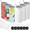 MSYU 6 Pack Sublimation Tumblers 20 oz Bulk Blank Tumblers Skinny Straight Flat Bottom Cups White with Lid and Straw