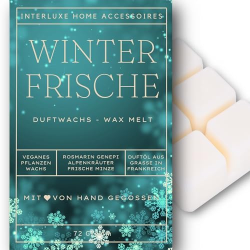 Interluxe Duftwachs Duft Winterfrische Duftnote Alpenkraut Minze Rosmarin angenehm duftend Waxmelt 100% pflanzlich Duftwachswürfel Wachs mit Duftöl Duftwachsblock