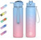 HOMEEX 1 Litre Water Bottle Motivational Fitness Sport Water Bottles with Straw & Time Maker, BPA-free Plastic Drink Bottle 1l Design for,Gym (Yellow Blue & Purple-8)