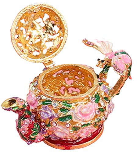Boîte à bijoux, contenant à bibelots, support de pichet à eau, bouilloire à thé vintage, théière émaillée, porte-bijoux, cadeaux de Quinceanera, étui à bijoux durable, étui à bijoux de style , charniè