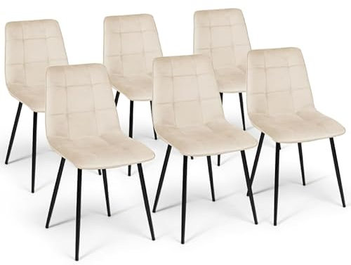 IDMarket - Lot de 6 chaises Mila en Velours Beige pour Salle à Manger