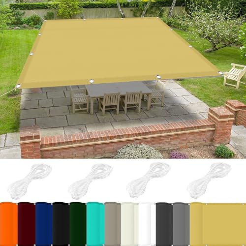 Tenda a Vela Parasole Quadrata Impermeabile 1 x 3.5 m 98% Protezione UV Tenda Sole per Esterno Facile da Installare per Giardino, Balcone, Piscina, Color Crema
