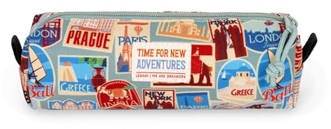Legami - Trousse à Crayons pour l'Ecole - My Pencil Case, Porte-Stylo pour l'Ecole pour Les Enfants, Unisexe, Trousse d'Ecole Pratique, en Plastique Recyclé, 22 x 6 x 6 cm, Travel Stickers