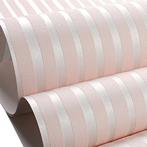 Baketron Blush Pink Wallpaper 3D Embossed Wallpaper Feature Striped Wall Paper Roll Women Girls Wallpapers for Bedroom Living Room TV Background Hallway and Stairs