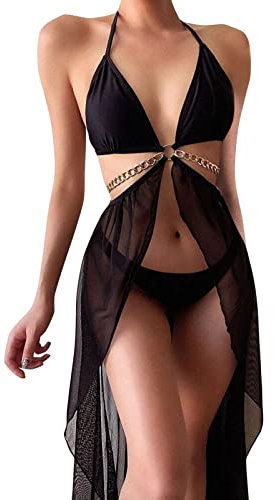 HIGOU Meerjungfrauenflosse Damen Swimming Suits Women Badebekleidung Set String Badeanzug Badeanzug GroßE Oberweite (Black, M)